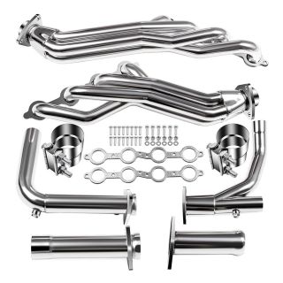 2007-2014 GMC Sierra, 2004-2013 Chevy Silverado 1500 Stainless Long Tube Exhaust Header+Y-Pipe 4.8 5.3 6.0L