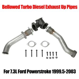 For 7.3L Ford Powerstroke 99.5-03 Bellowed Turbo Diesel Exhaust Up Pipes&Gasket