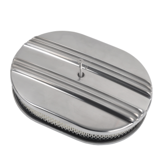 12" Oval Half Finned Air Cleaner Assy Polished Aluminum For Chevy Ford Classic